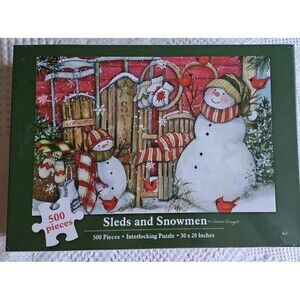 NEW Sealed SLEDS AND SNOWMEN By Susan Winget 500 PIECE CHRISTMAS PUZZLE